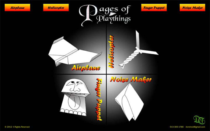 Pages of Plaything Flash Website